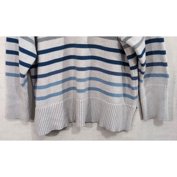 Philosophy Womens 1X Sweater Gray/Blue Striped Crewneck Pullover Nautical Casual - Picture 14 of 16